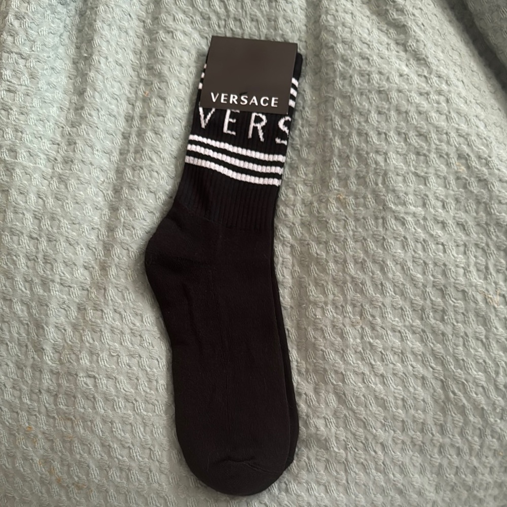 Versace Black Casual Socks with Distinctive Branding
